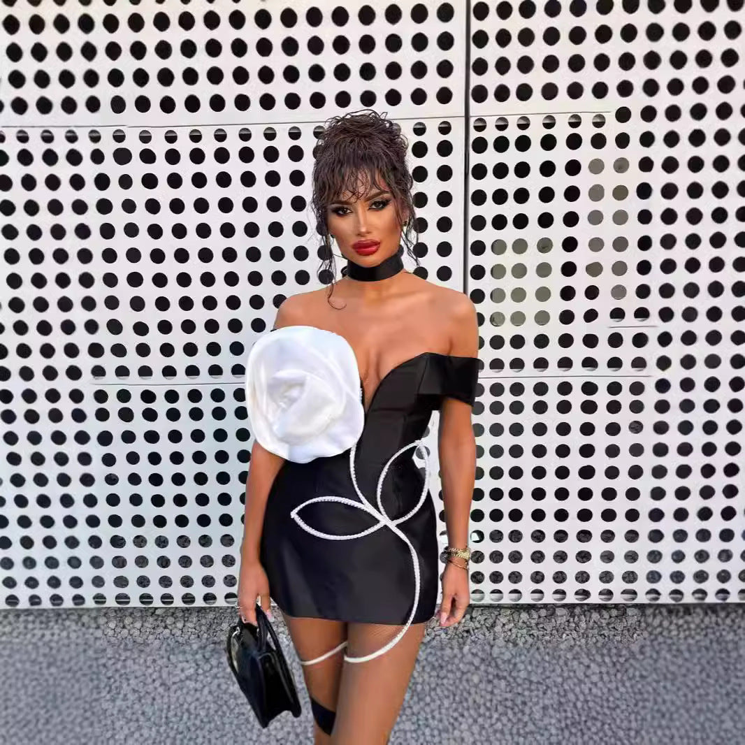 Summer Slimming Floral Tube Top Bandage One Piece Dress Sexy Short Bandage Dress Women Bella Mia